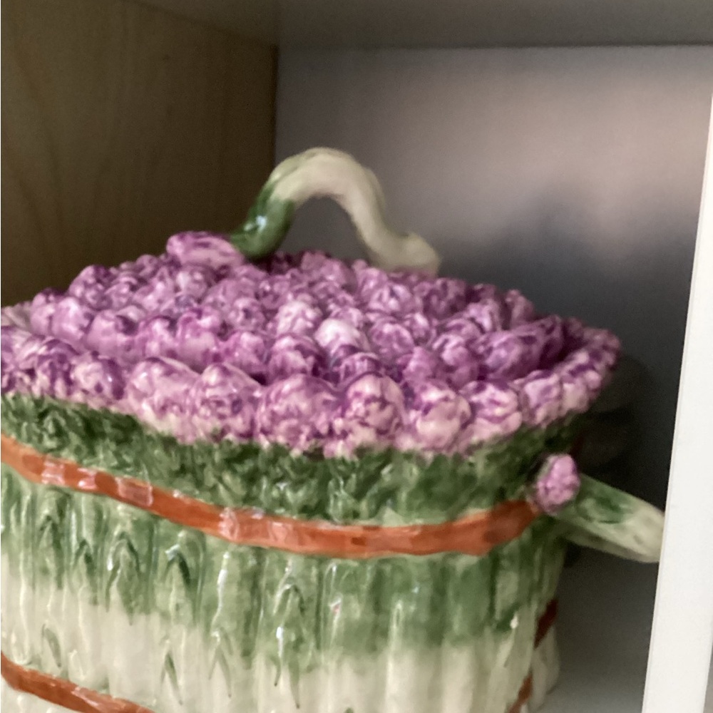 Purple Floral Ceramic Basket